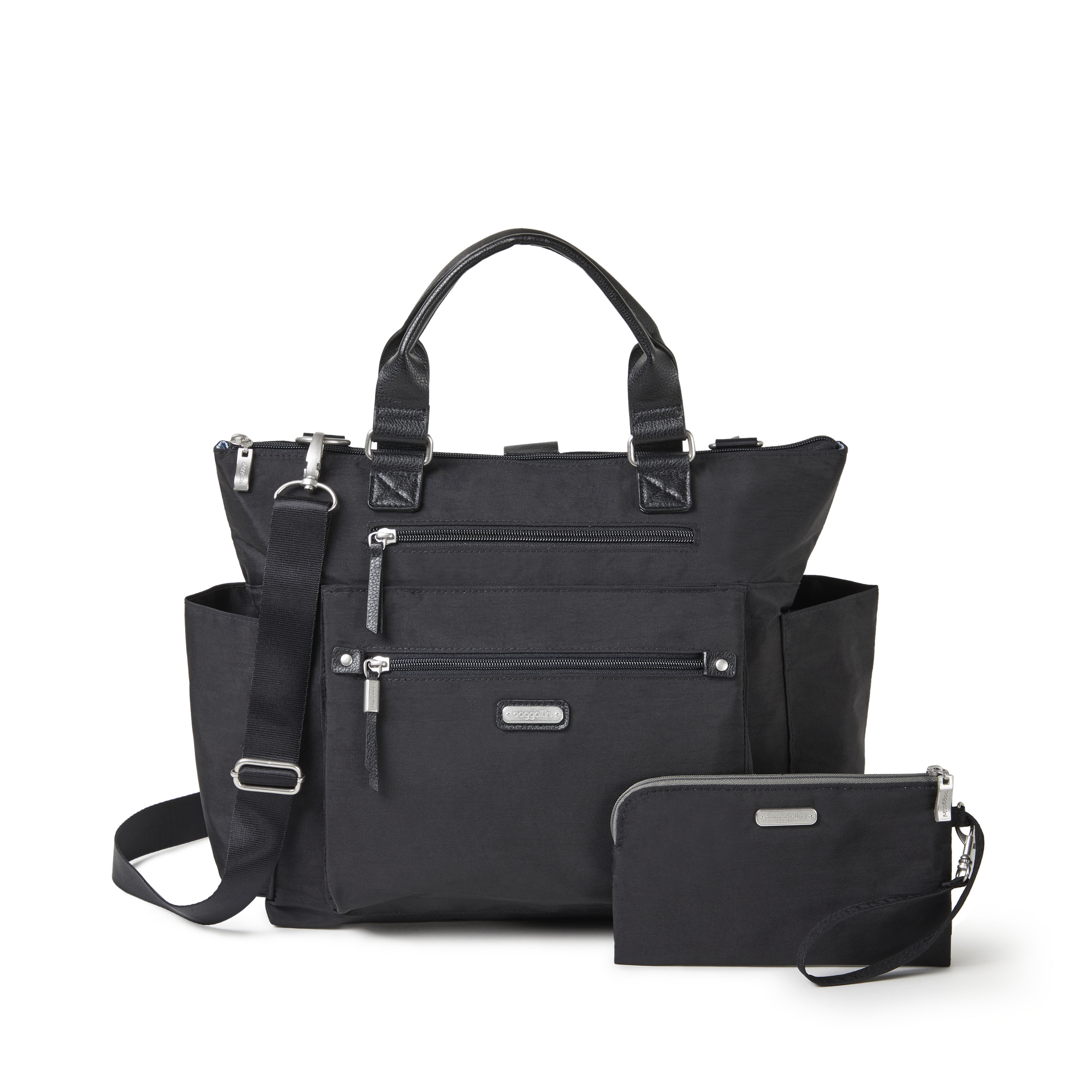 3-In-1 Convertible Backpack with RFID Phone Wristlet | Baggallini in Black | Nylon | Large | Water-Resistant